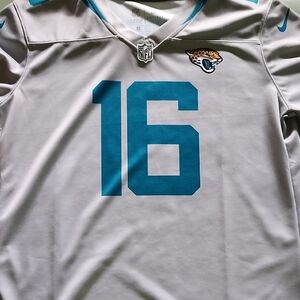 Trevor Lawrence Nike White Jersey with Teal Number 16